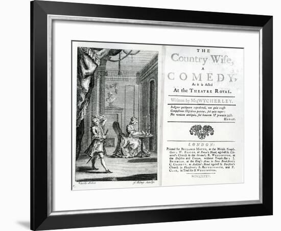 Title Page of the Script for the Country Wife at the Theatre Royal, 1735-null-Framed Giclee Print