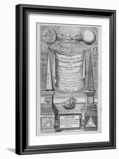 Title-Page to 'Of the Advancement and Proficience of Learning' by Francis Bacon, 1640-William Marshall-Framed Giclee Print