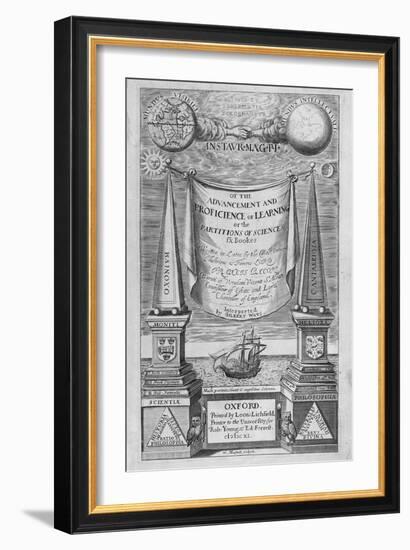 Title-Page to 'Of the Advancement and Proficience of Learning' by Francis Bacon, 1640-William Marshall-Framed Giclee Print