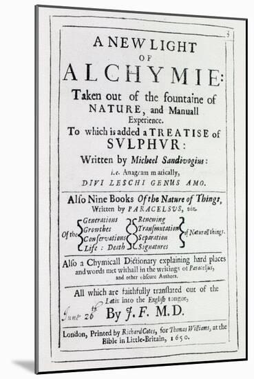 Title Page to the English Edition of 'A New Light on Alchemy' by Michal Sedziwoj, 1650-English School-Mounted Giclee Print