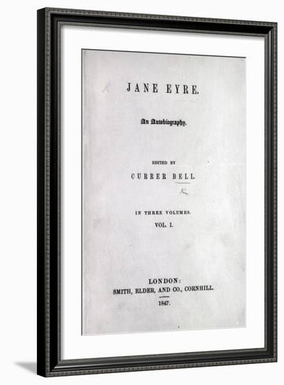 Title Page to the First Edition of 'Jane Eyre' by Charlotte Bronte, 1847-English School-Framed Giclee Print