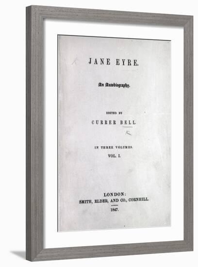 Title Page to the First Edition of 'Jane Eyre' by Charlotte Bronte, 1847-English School-Framed Giclee Print