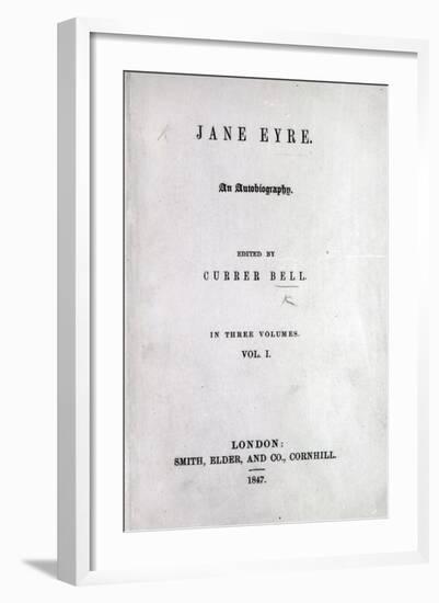 Title Page to the First Edition of 'Jane Eyre' by Charlotte Bronte, 1847-English School-Framed Giclee Print