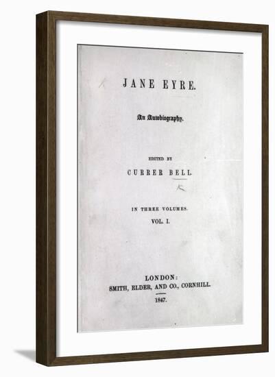 Title Page to the First Edition of 'Jane Eyre' by Charlotte Bronte, 1847-English School-Framed Giclee Print