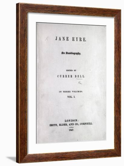 Title Page to the First Edition of 'Jane Eyre' by Charlotte Bronte, 1847-English School-Framed Giclee Print