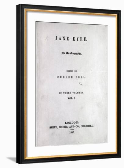 Title Page to the First Edition of 'Jane Eyre' by Charlotte Bronte, 1847-English School-Framed Giclee Print