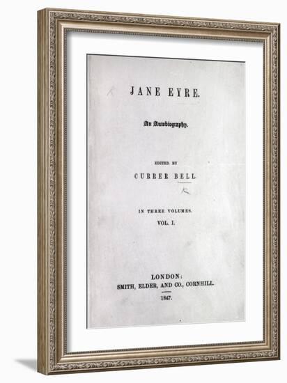 Title Page to the First Edition of 'Jane Eyre' by Charlotte Bronte, 1847-English School-Framed Giclee Print