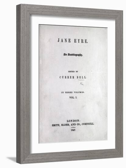 Title Page to the First Edition of 'Jane Eyre' by Charlotte Bronte, 1847-English School-Framed Giclee Print