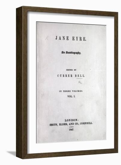 Title Page to the First Edition of 'Jane Eyre' by Charlotte Bronte, 1847-English School-Framed Giclee Print