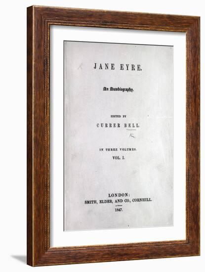 Title Page to the First Edition of 'Jane Eyre' by Charlotte Bronte, 1847-English School-Framed Giclee Print