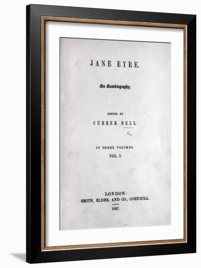 Title Page to the First Edition of 'Jane Eyre' by Charlotte Bronte, 1847-English School-Framed Giclee Print