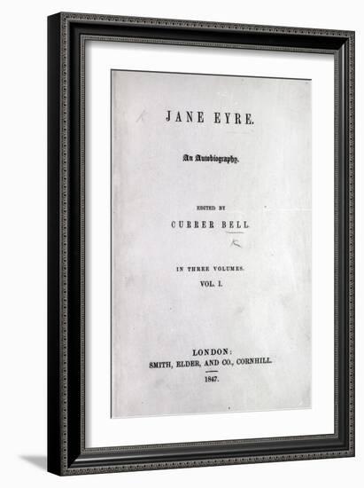 Title Page to the First Edition of 'Jane Eyre' by Charlotte Bronte, 1847-English School-Framed Giclee Print