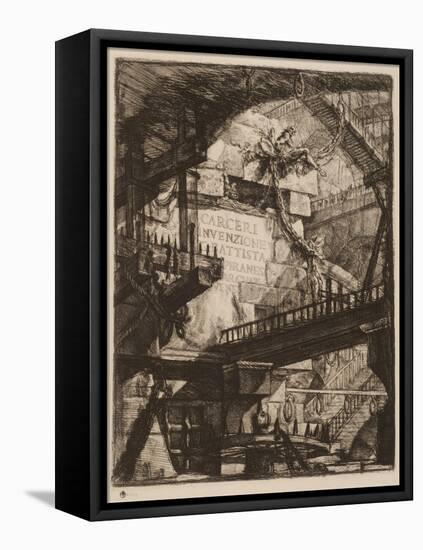 Title Plate, Plate I from Imaginary Prisons, C.1750 (Etching on Paper)-Giovanni Battista Piranesi-Framed Premier Image Canvas