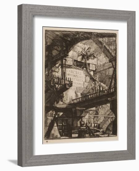 Title Plate, Plate I from Imaginary Prisons, C.1750 (Etching on Paper)-Giovanni Battista Piranesi-Framed Giclee Print