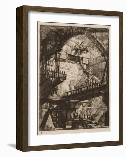 Title Plate, Plate I from Imaginary Prisons, C.1750 (Etching on Paper)-Giovanni Battista Piranesi-Framed Giclee Print