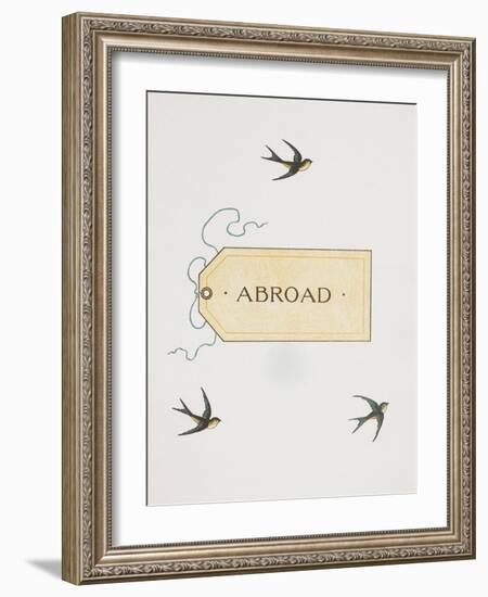 Title To 'Abroad'. Colour Illustraion Showing Three Birds and a Luggage Label-Thomas Crane-Framed Giclee Print