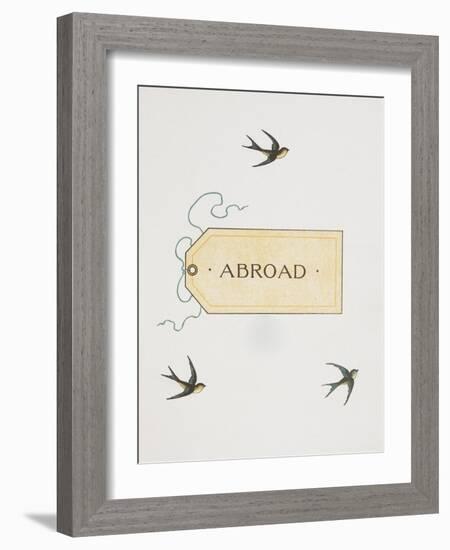 Title To 'Abroad'. Colour Illustraion Showing Three Birds and a Luggage Label-Thomas Crane-Framed Giclee Print