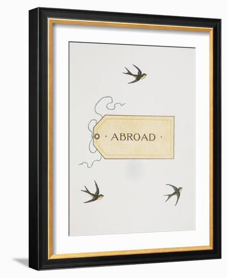 Title To 'Abroad'. Colour Illustraion Showing Three Birds and a Luggage Label-Thomas Crane-Framed Giclee Print