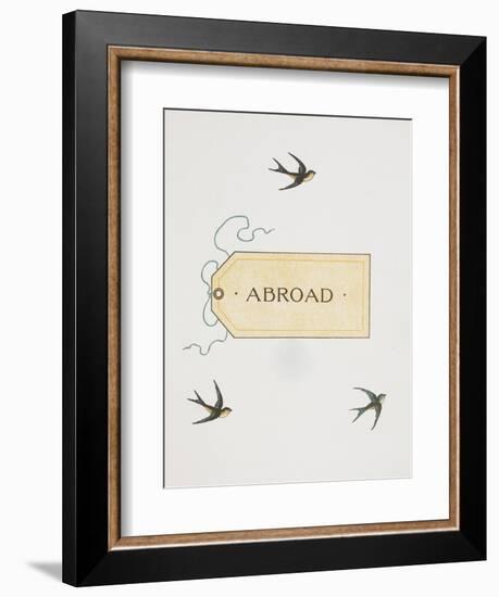 Title To 'Abroad'. Colour Illustraion Showing Three Birds and a Luggage Label-Thomas Crane-Framed Giclee Print