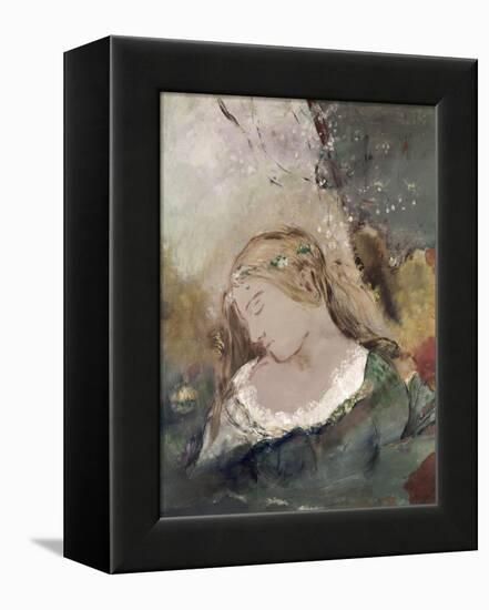 Title Unknown (Woman with Flowers in Hair)-Odilon Redon-Framed Premier Image Canvas