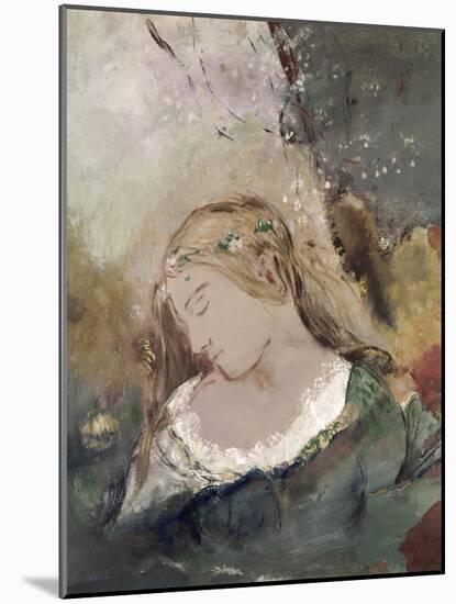 Title Unknown (Woman with Flowers in Hair)-Odilon Redon-Mounted Giclee Print