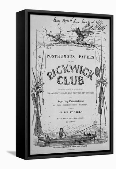 Titlepage for 'The Posthumous Papers of the Pickwick Club' by Charles Dickens, 1st Edition, 1836-Robert Seymour-Framed Premier Image Canvas