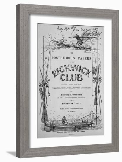 Titlepage for 'The Posthumous Papers of the Pickwick Club' by Charles Dickens, 1st Edition, 1836-Robert Seymour-Framed Giclee Print