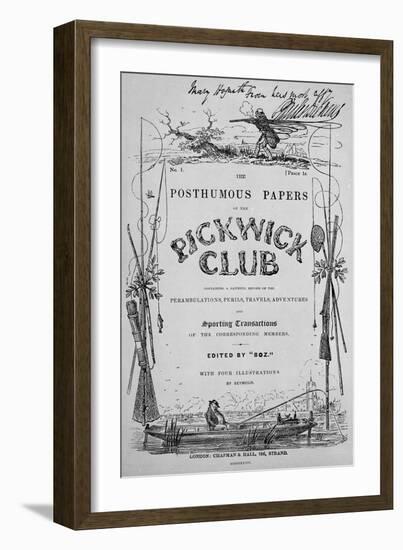 Titlepage for 'The Posthumous Papers of the Pickwick Club' by Charles Dickens, 1st Edition, 1836-Robert Seymour-Framed Giclee Print