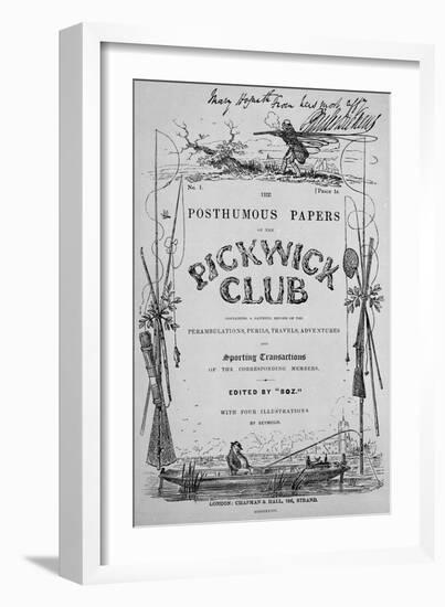 Titlepage for 'The Posthumous Papers of the Pickwick Club' by Charles Dickens, 1st Edition, 1836-Robert Seymour-Framed Giclee Print