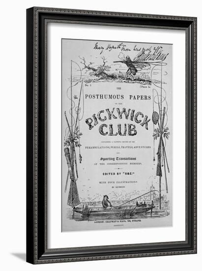 Titlepage for 'The Posthumous Papers of the Pickwick Club' by Charles Dickens, 1st Edition, 1836-Robert Seymour-Framed Giclee Print