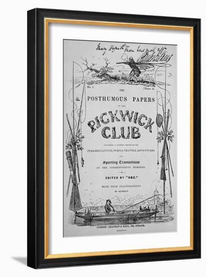 Titlepage for 'The Posthumous Papers of the Pickwick Club' by Charles Dickens, 1st Edition, 1836-Robert Seymour-Framed Giclee Print