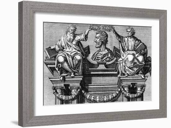 Titlepage 'Les Oeuvres De Pierre Ronsard'. 'The Works of Pierre Ronsard, Vendomois Gentleman, Princ-Leonard Gaultier-Framed Giclee Print