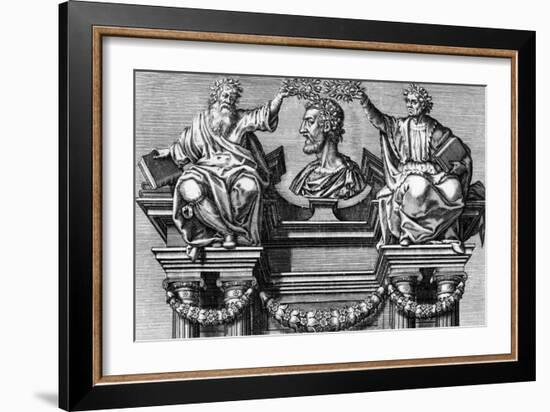 Titlepage 'Les Oeuvres De Pierre Ronsard'. 'The Works of Pierre Ronsard, Vendomois Gentleman, Princ-Leonard Gaultier-Framed Giclee Print