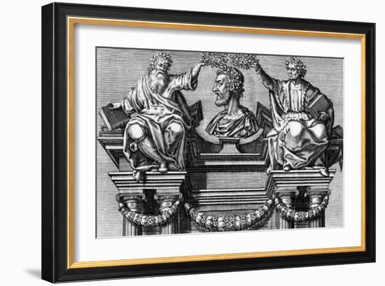 Titlepage 'Les Oeuvres De Pierre Ronsard'. 'The Works of Pierre Ronsard, Vendomois Gentleman, Princ-Leonard Gaultier-Framed Giclee Print