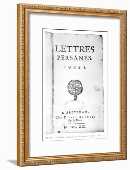 Titlepage of "Les Lettres Persanes" by Charles de Montesquieu 1721-null-Framed Giclee Print