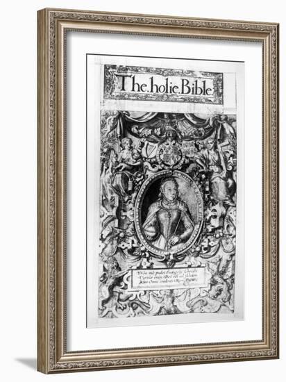 Titlepage of the Bishop's Bible, Pub. in 1568-English School-Framed Giclee Print