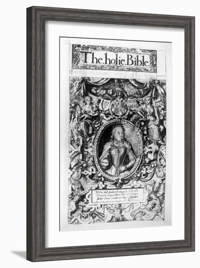 Titlepage of the Bishop's Bible, Pub. in 1568-English School-Framed Giclee Print