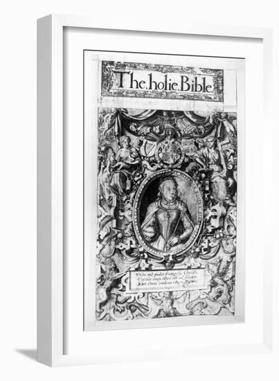 Titlepage of the Bishop's Bible, Pub. in 1568-English School-Framed Giclee Print