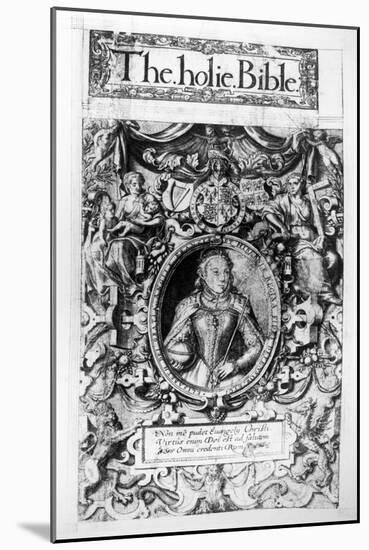 Titlepage of the Bishop's Bible, Pub. in 1568-English School-Mounted Giclee Print