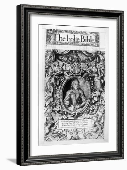 Titlepage of the Bishop's Bible, Pub. in 1568-English School-Framed Giclee Print