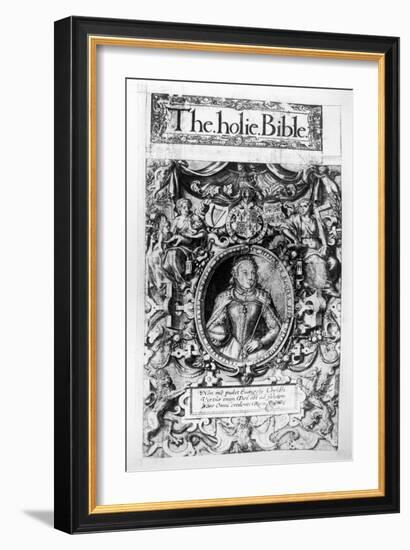 Titlepage of the Bishop's Bible, Pub. in 1568-English School-Framed Giclee Print