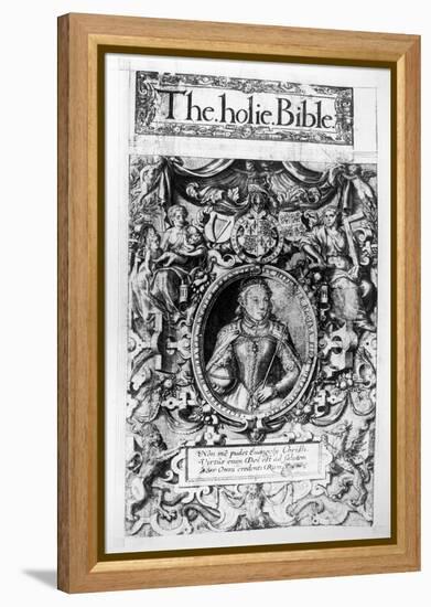 Titlepage of the Bishop's Bible, Pub. in 1568-English School-Framed Premier Image Canvas
