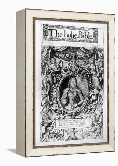 Titlepage of the Bishop's Bible, Pub. in 1568-English School-Framed Premier Image Canvas