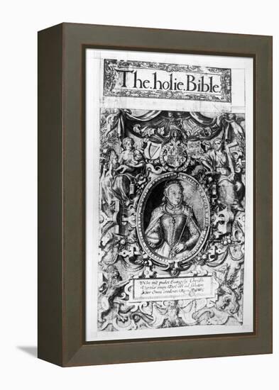 Titlepage of the Bishop's Bible, Pub. in 1568-English School-Framed Premier Image Canvas