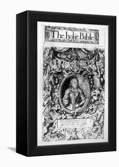 Titlepage of the Bishop's Bible, Pub. in 1568-English School-Framed Premier Image Canvas