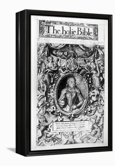 Titlepage of the Bishop's Bible, Pub. in 1568-English School-Framed Premier Image Canvas