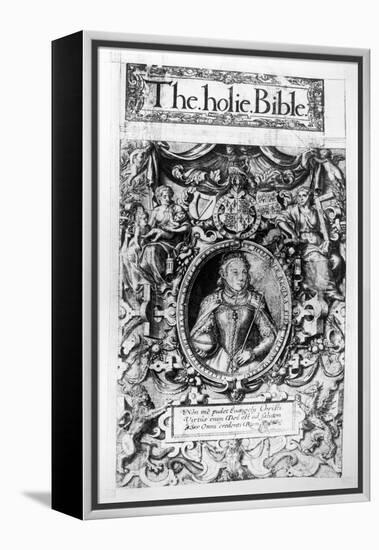 Titlepage of the Bishop's Bible, Pub. in 1568-English School-Framed Premier Image Canvas