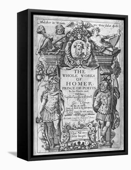 Titlepage to 'The Whole Works of Homer' Translated by George Chapman, Published in 1614-16-William Hole-Framed Premier Image Canvas