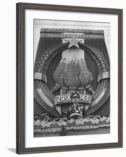 Tito Observing the Crowd of People During the Victory Day Parade-Nat Farbman-Framed Premium Photographic Print