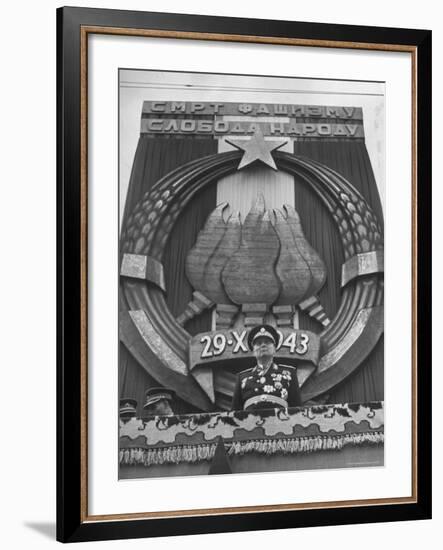 Tito Observing the Crowd of People During the Victory Day Parade-Nat Farbman-Framed Premium Photographic Print